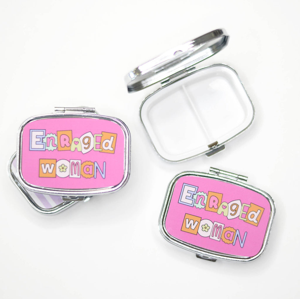 Funny Pill Box Compact Mirror Mental Health Gift Case