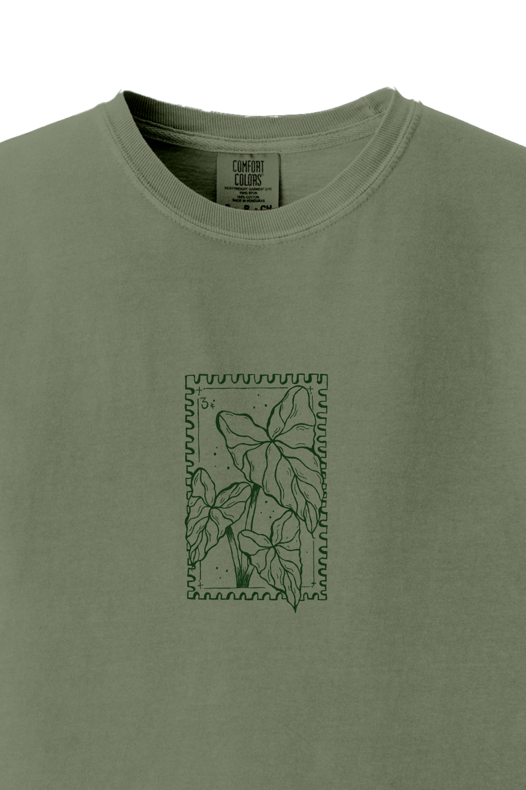 Alocasia Plant Stamp T-Shirt - Dark Green