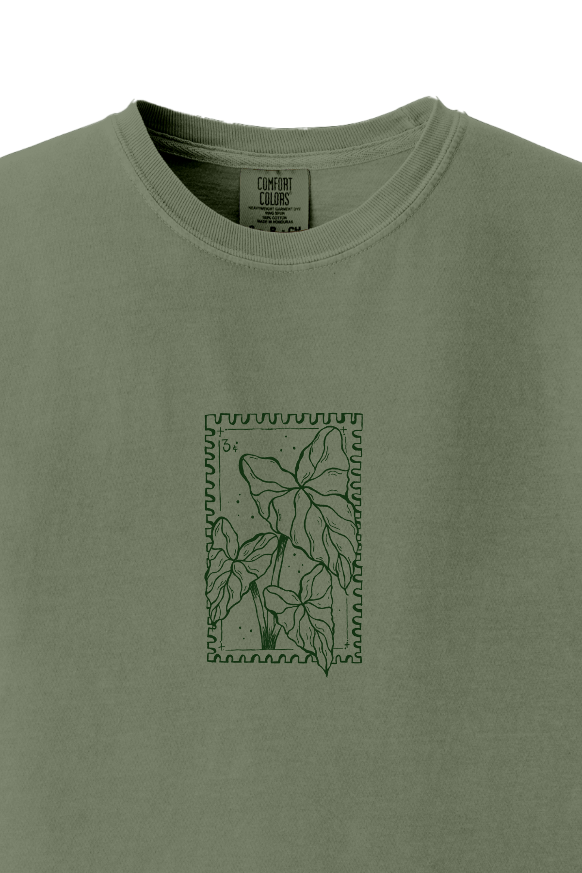 Alocasia Plant Stamp T-Shirt - Dark Green