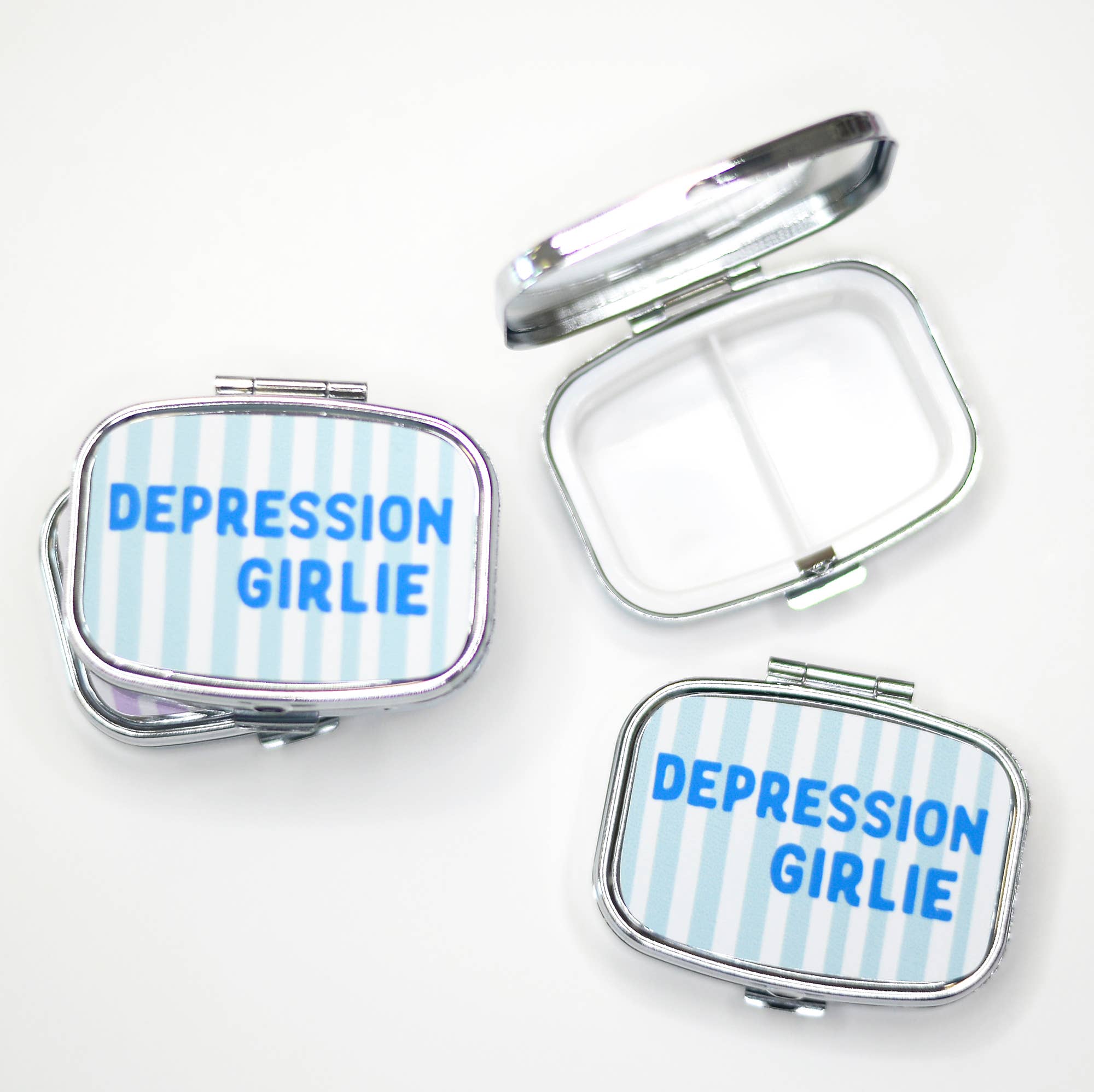 Funny Pill Box Compact Mirror Mental Health Gift Case