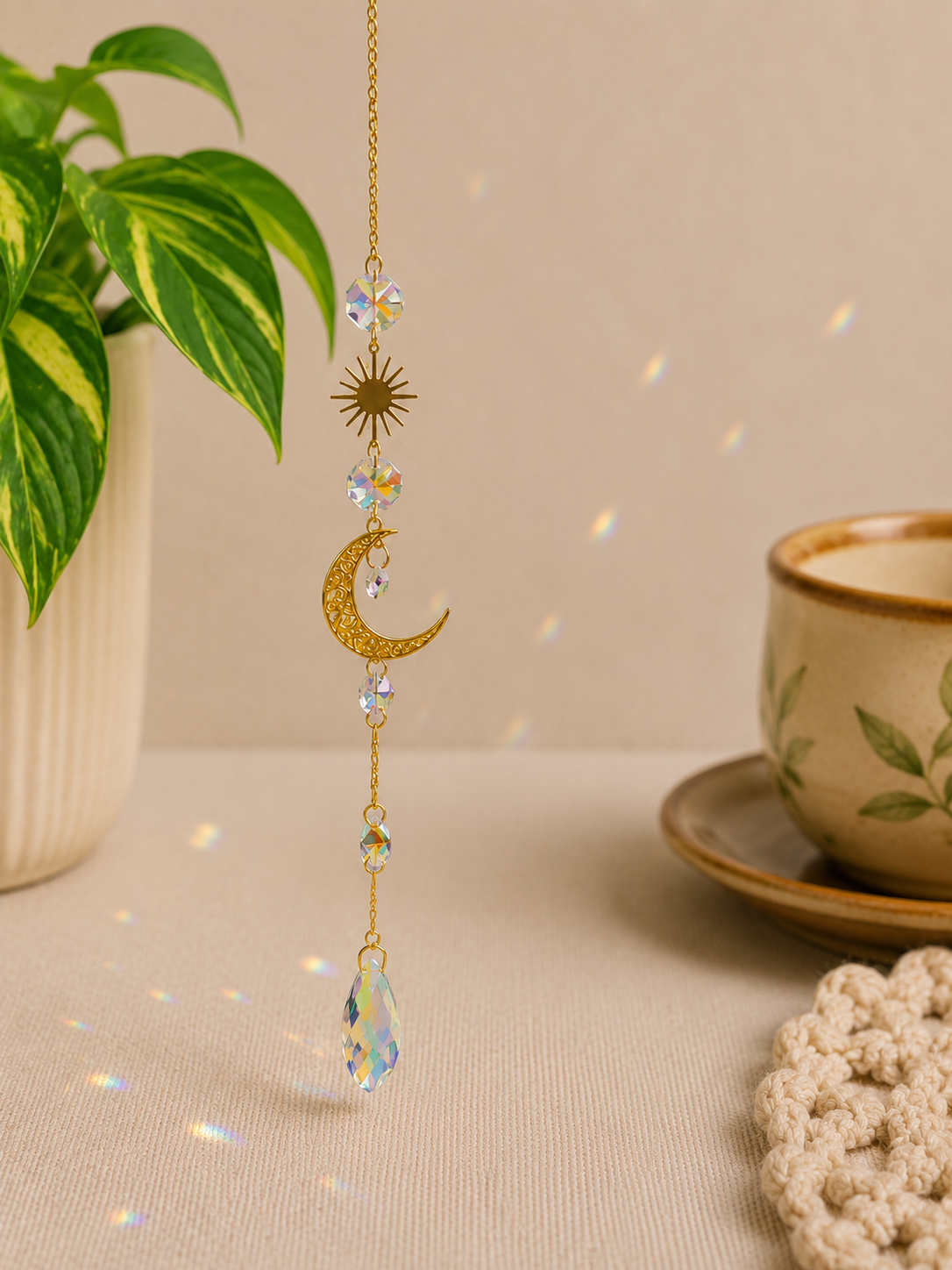 Sun & Moon Crystal Suncatcher